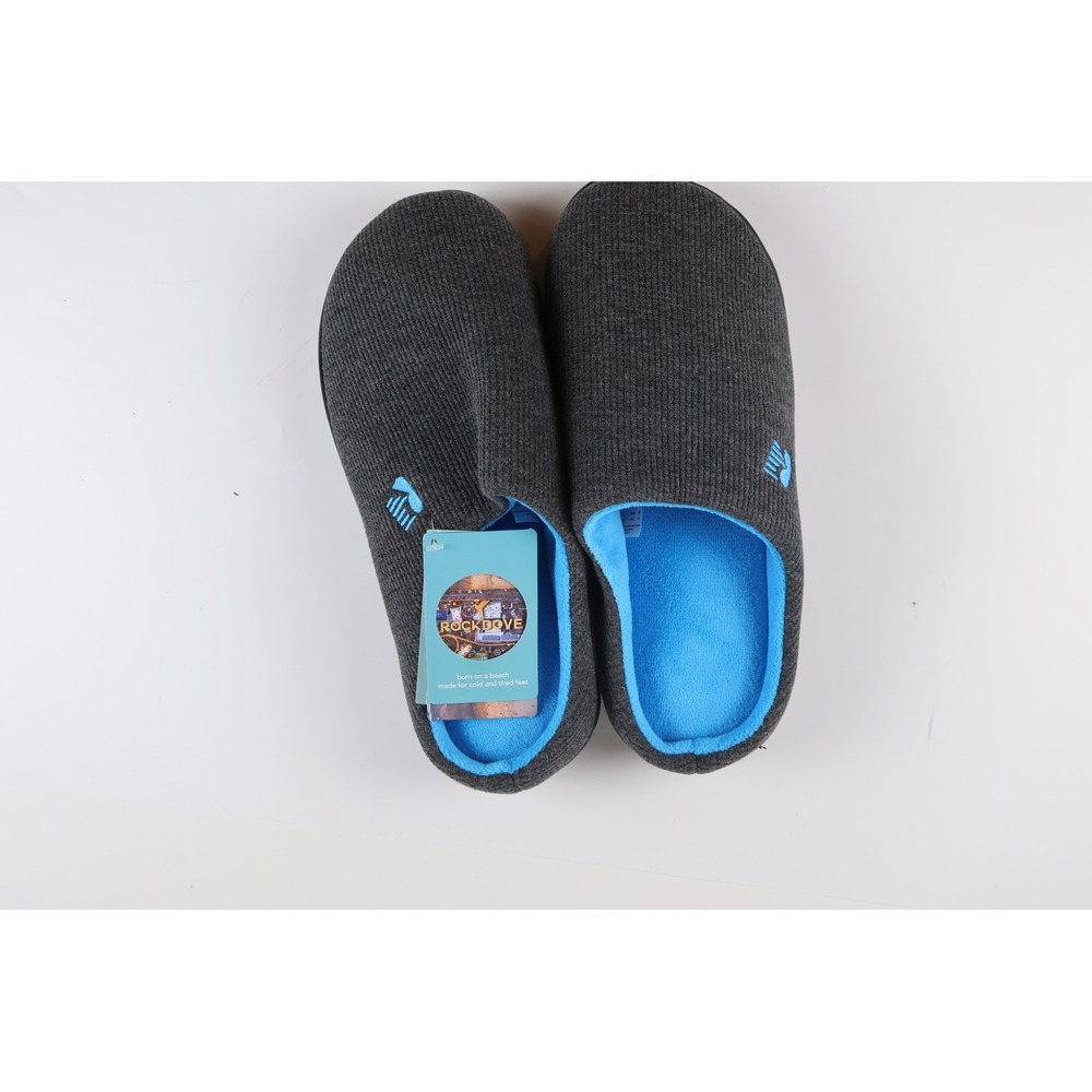 RockDove Men Original Two-Tone Memory Foam Slipper Grey Blue 7-8 NWT